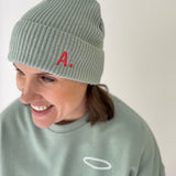 Aloe Green Letterman Beanie hat