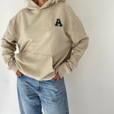 Sand Collegiate Embroidered A. Hoodie