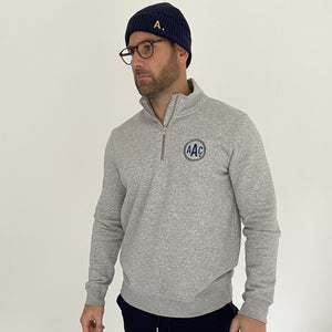 Heather Grey Funnel Neck Half Zip Sweatshirt AAC monogram